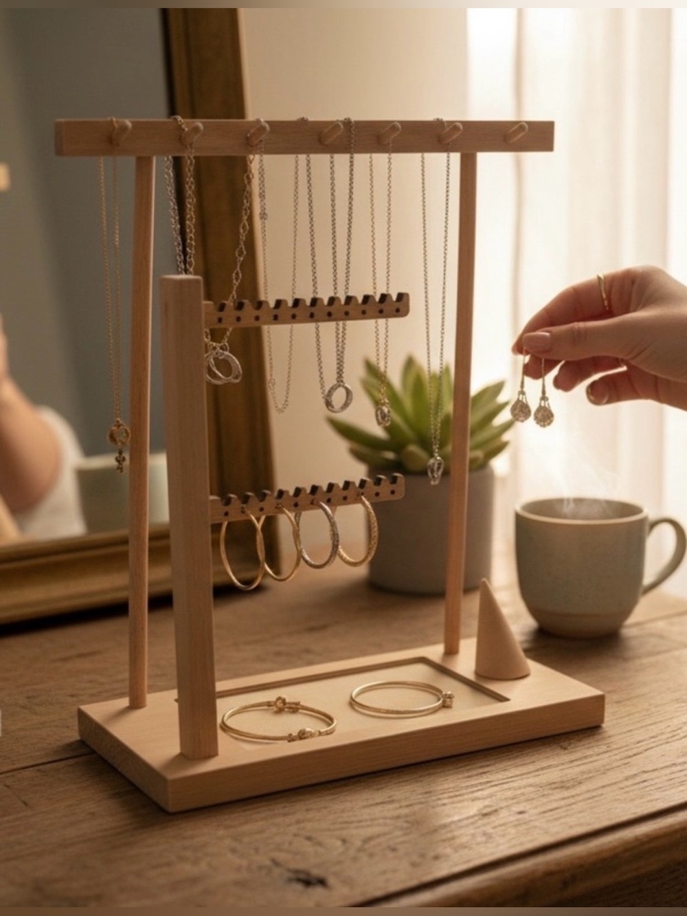 Wooden Jewelry Stand
